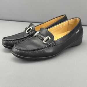 Mephisto Natala Black Leather Moc Toe Loafer Slip On Shoes Women EUR 7.5 US 10